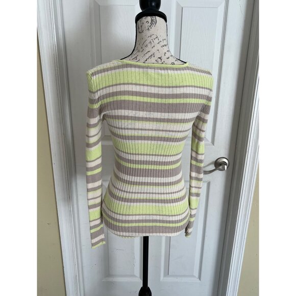 Armedangles Alaania Round Neck Striped Long Sleeve Ribbed Knit Sweater Medium - Picture 4 of 8